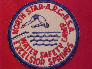 1950'S ACTIVITY PATCH, EXCELSIOR SPRINGS WATER SAFETY CAMP, NORTH STAR- A. R. C. - BSA, USED8