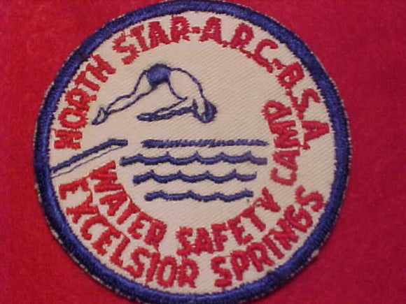 1950'S ACTIVITY PATCH, EXCELSIOR SPRINGS WATER SAFETY CAMP, NORTH STAR- A. R. C. - BSA, USED8