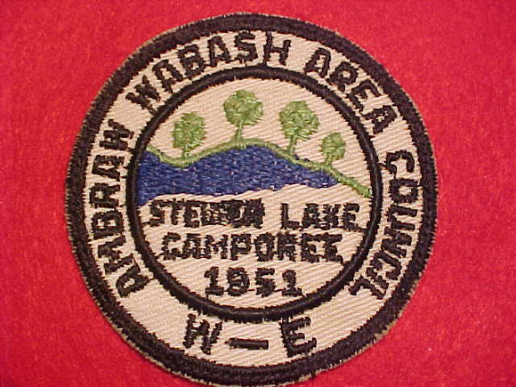 1951 ACTIVITY PATCH, AMBRAW WABASH AREA COUNCIL, STE___? LAKE CAMPOREE