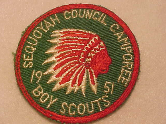 1951 ACTIVITY PATCH, SEQUOYAH COUNCIL CAMPOREE, USED