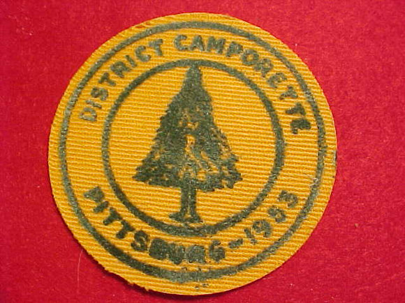 1953 ACTIVITY PATCH, PITTSBURGH DISTRICT CAMPORETTE, FLOCKED ON CANVAS