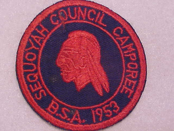 1953 ACTIVITY PATCH, SEQUOYAH COUNCIL CAMPOREE, USED