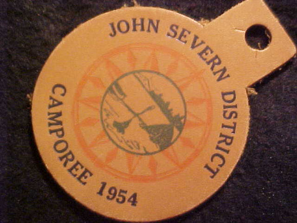 1954 ACTIVITY PATCH, JOHN SEVERN DISTRICT CAMPOREE, LEATHER