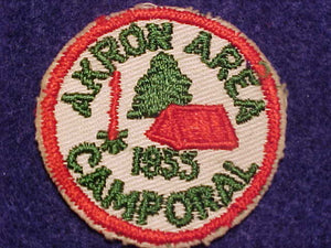 1955 ACTIVITY PATCH, AKRON AREA CAMPORAL, 2" ROUND