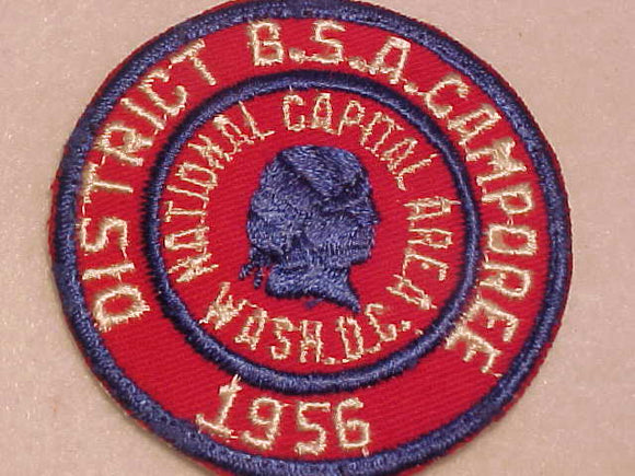 1956 ACTIVITY PATCH, NATIONAL CAPITAL AREA COUNCIL DISTRICT CAMPOREE, USED