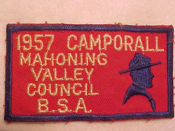 1957 ACTIVITY PATCH, MAHONING VALLEY COUNCIL CAMPORALL, USED