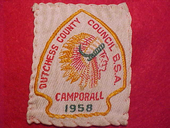 1958 ACTIVITY PATCH, DUTCHESS COUNTY COUNCIL CAMPORALL, WOVEN, USED