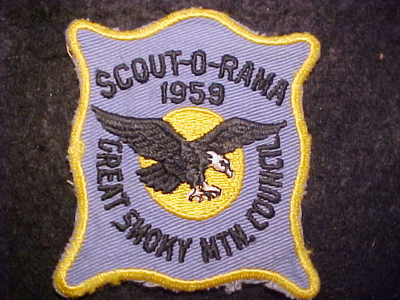 1958 ACTIVITY PATCH, GREAT SMOKY MTN. COUNCIL SCOUT-O-RAMA, USED