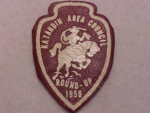 1959 ACTIVITY PATCH, KATAHDIN AREA COUNCIL ROUND-UP, LEATHER