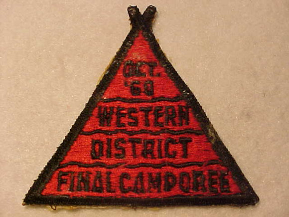 1960 PATCH, WESTERN DISTRICT FINAL CAMPOREE, USED