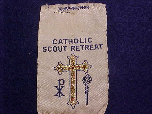 1960'S ACTIVITY PATCH, CATHOLIC SCOUT RETREAT, WOVEN, USED