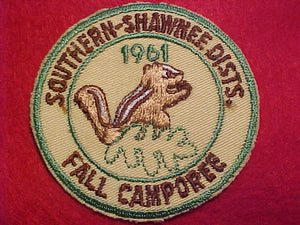 1961 ACTIVITY PATCH, SOUTHERN-SHAWNEE DISTS. FALL CAMPOREE