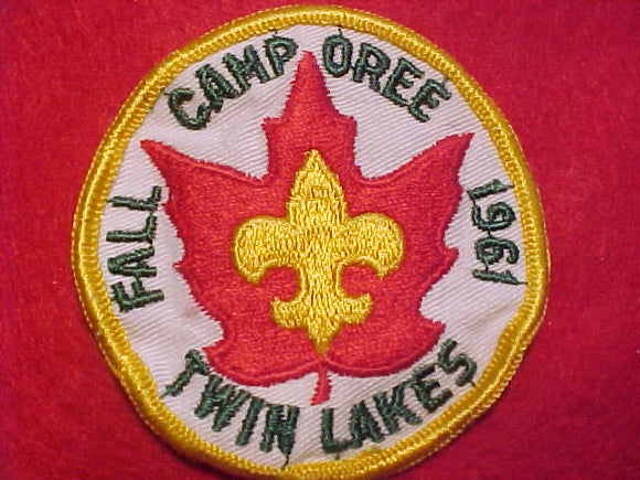 1961 ACTIVITY PATCH, TWIN LAKES FALL CAMPOREE, USED