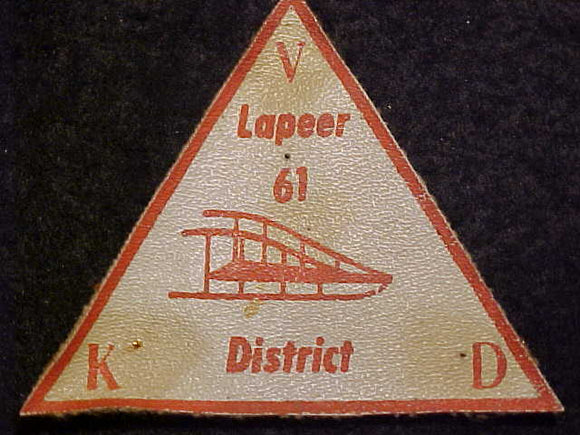 1961 ACTIVITY PATCH, TALL PINE COUNCIL, LAPEER DISTRICT VKD (KLONDIKE), NAUGAHYDE