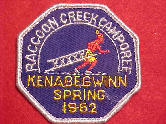 1962 ACTIVITY PATCH, KENABEGWINN, RACOON CREEK CAMPOREE