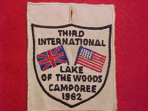 1962 ACTIVITY PATCH, LAKE OF THE WOODS CAMPOREE, 3RD INTERNATIONAL