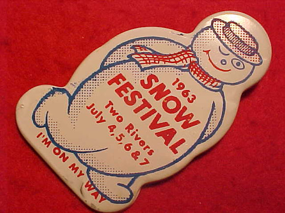 1963 PIN, TWO RIVERS COUNCIL SNOW FESITVAL, METAL