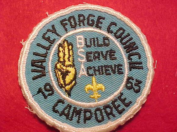1963 ACTIVITY PATCH, VALLEY FORGE COUNCIL CAMPOREE, USED