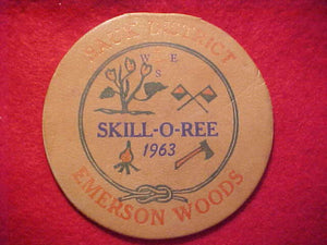 1963 ACTIVITY PATCH, SAUK WOODS, EMERSON WOODS, LEATHER