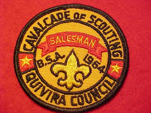 1964 PATCH, QUIVIRA COUNCIL, CAVALCADE OF SCOUTING, SALESMAN