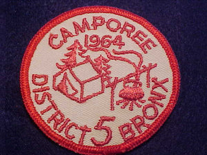 1964 ACTIVITY PATCH, BRONX DISTRICT 5 CAMPOREE