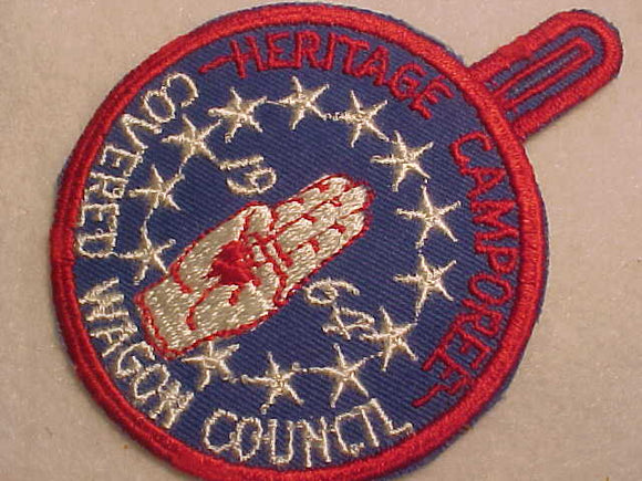 1964 ACTIVITY PATCH, COVERED WAGON COUNCIL, HERITAGE CAMPOREE