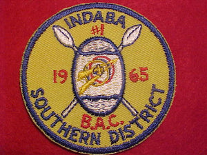 1965 ACTIVITY PATCH, BALTIMORE AREA COUNCIL, SOUTHERN DISTRICT INDABA