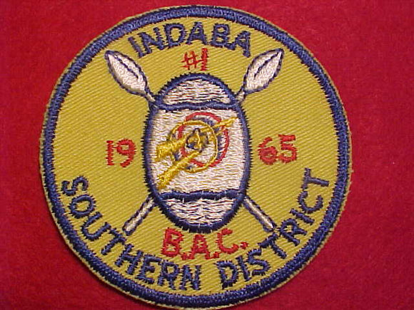 1965 ACTIVITY PATCH, BALTIMORE AREA COUNCIL, SOUTHERN DISTRICT INDABA