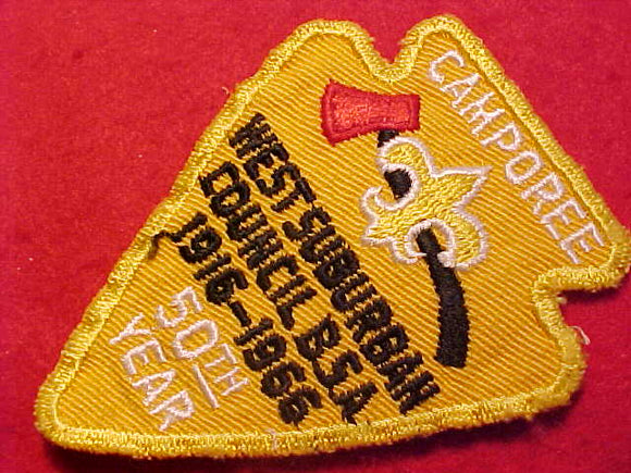 1966 PATCH, WEST SUBURBAN COUNCIL CAMPOREE, 50TH YEAR, USED