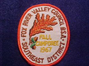 1967 ACTIVITY PATCH, FOX RIVER VALLEY COUNCIL, SOUTHEAST DISTRICT FALL CAMPOREE