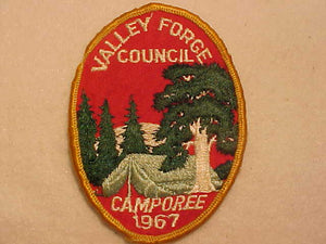 1967 ACTIVITY PATCH, VALLEY FORGE COUNCIL CAMPOREE, USED