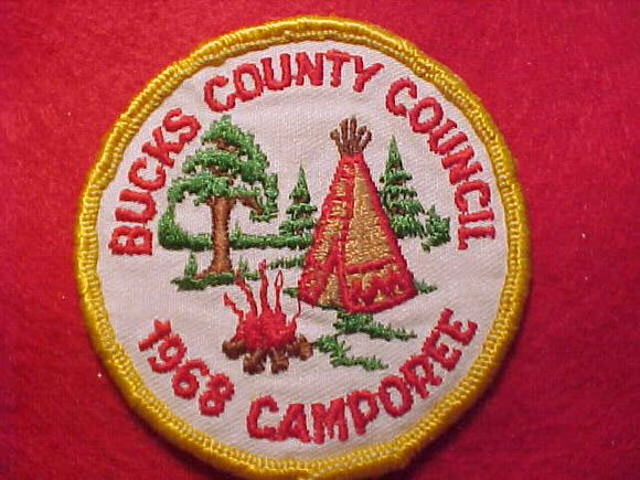 1968 ACTIVITY PATCH, BUCKS COUNTY COUNCIL CAMPOREE, USED