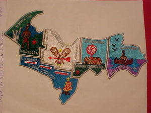 156 AG-IM ACTIVITY JACKET PATCH SET, 1993, 5 PIECE, SHAPED LIKE UPPER PENINSULA OF MICHIGAN