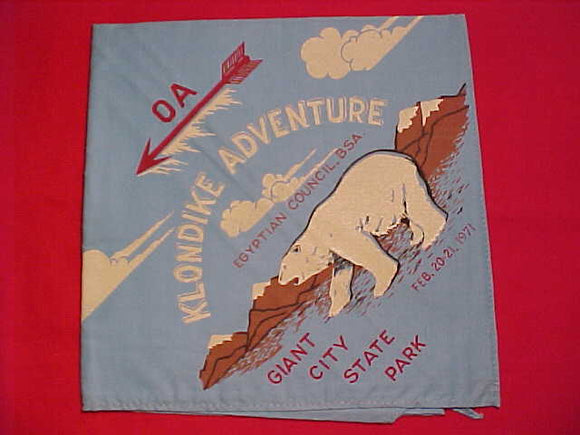 240 EN1971-1 NEY-A-TI NECKERCHIEF, KLONDIKE ADVENTURE, FEB. 1971 OA, GIANT CITY STATE PARK, EGYPTIAN COUNCIL