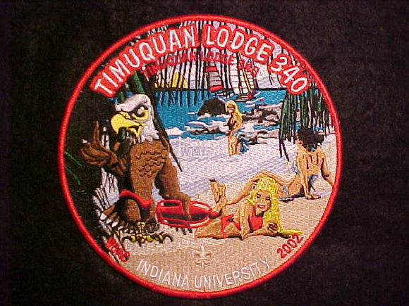 340 J? TIMUQUAN JACKET PATCH, 2002 NOAC, INDIANA UNIVERSITY