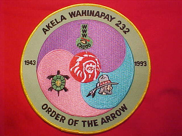 232 J1 AKELA WAHINAPAY JACKET PATCH, 1943-1993