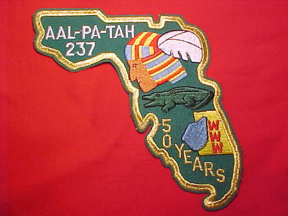 237 J1 AAL-PA-TAH JACKET PATCH, FLORIDA STATE SHAPE, 50 YEARS (1993)