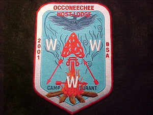 104 J9.5 OCCONEECHEE JACKET PATCH, 2001 HOST LODGE, CAMP DURANT, 9 X 6"