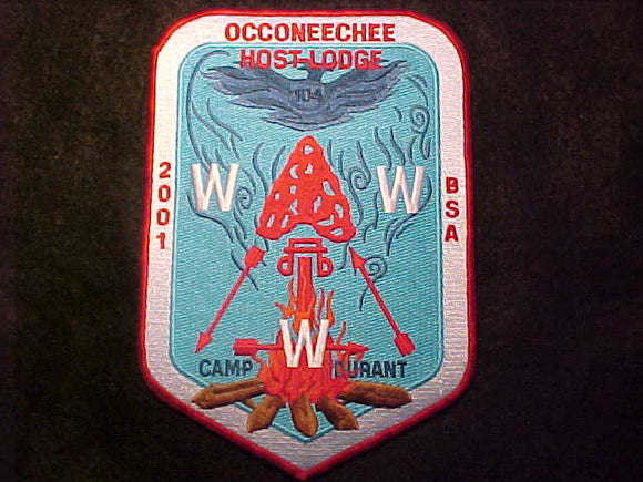 104 J9.5 OCCONEECHEE JACKET PATCH, 2001 HOST LODGE, CAMP DURANT, 9 X 6