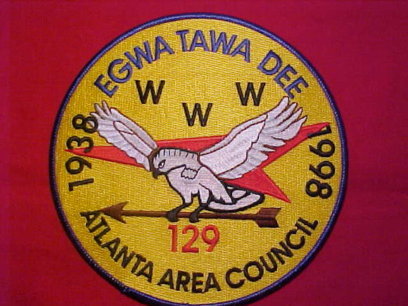 129 J4 EGWA TAWA DEE JACKET PATCH, 1938-1998, ATLANTA AREA COUNCIL