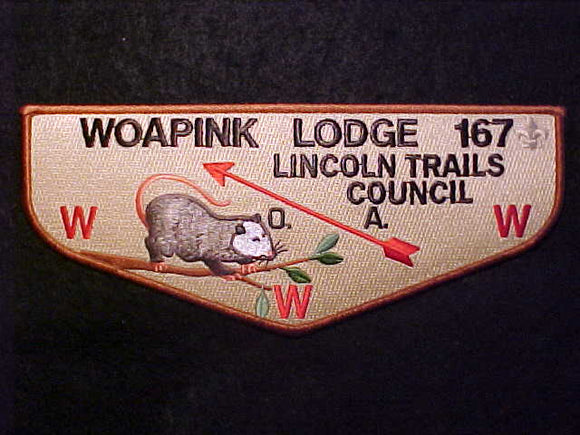 167 J? WOAPINK JACKET PATCH, LINCOLN TRAILS COUNCIL, 8.5 X 3.5