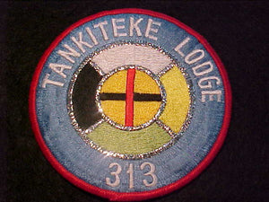 313 R7 TANKITEKE LODGE JACKET PATCH, MERGED 1999, 4.5" ROUND