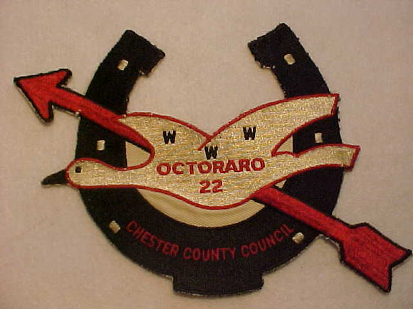 22 J1C OCTORARO JACKET PATCH, 6MM TALL COUNCIL NAME, TWILL LEFT, USED