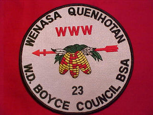 23 J4 WENASA QUENHOTAN JACKET PATCH, W D. BOYCE COUNCIL