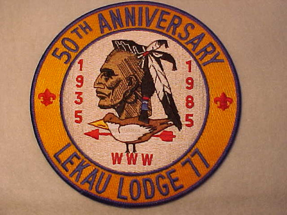 77 J1 LEKAU LODGE JACKET PATCH, 1935-1985, 50TH ANNIV., 6