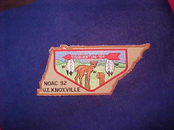 164 J8 TISQUANTUM, 1992 NOAC TENNESSEE SHAPE JACKET PATCH