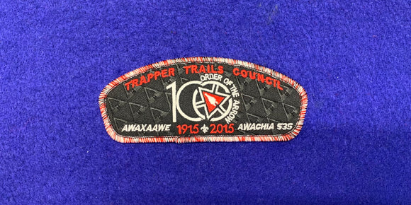 TRAPPER TRAILS C. SA-201, AWAXAAWE AWACHIA LODGE 535 - 2015 OA CENTENNIAL, MULTICOL. BDR; 200 MADE