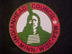 INDIANHEAD COUNCIL JACKET PATCH, MINN/WISC., 6" ROUND