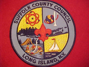 SUFFOLK COUNTY COUNCIL JACKET PATCH, LONG ISLAND, N.Y., 1960'S, 6" ROUND