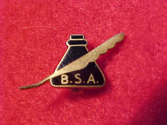 GOLD QUILL AWARD PIN, 1933-56, AWARDED FOR JOURNALISM, SPIN LOCK PIN